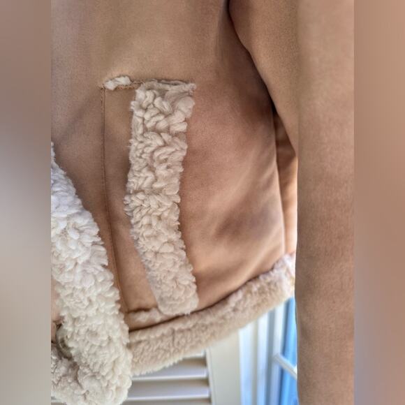 Frye Women's Faux Shearling Tan moto Jacket NWT - Picture 7 of 9